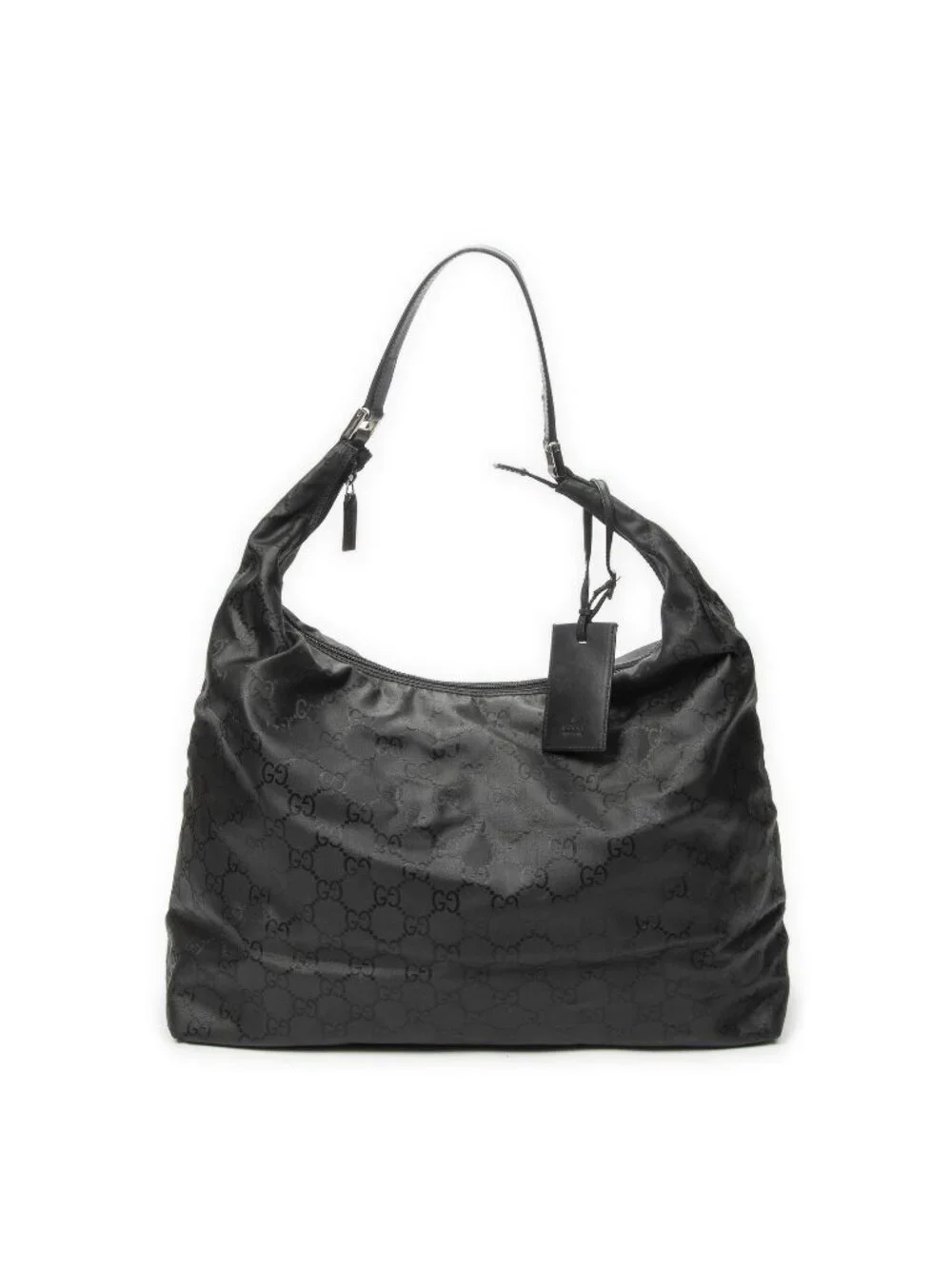 Gucci Large Zip Hobo Black GG Nylon Canvas